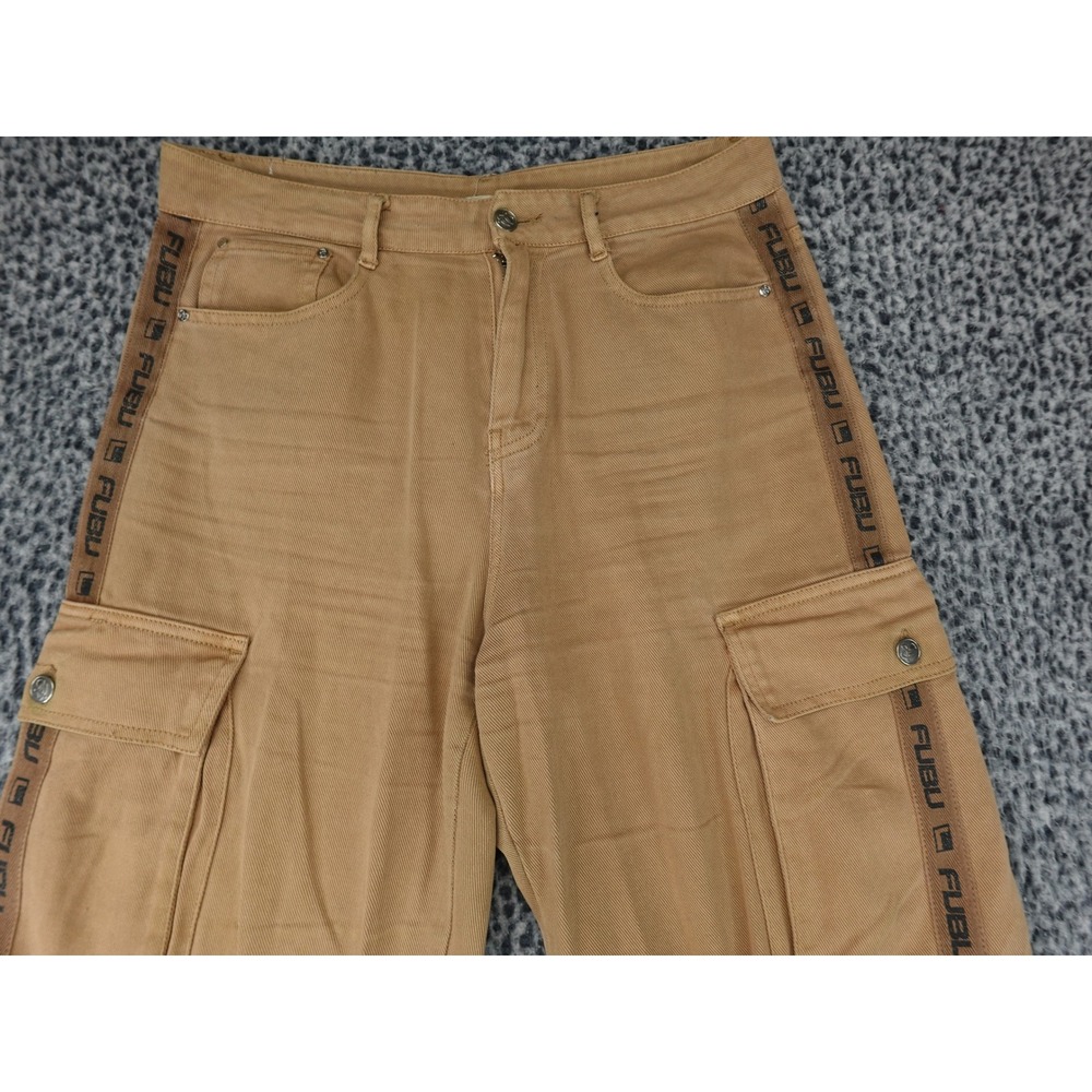 Fubu Cargo Pants Mens Large Tan Logo Tape Streetwear Collaboration View 2